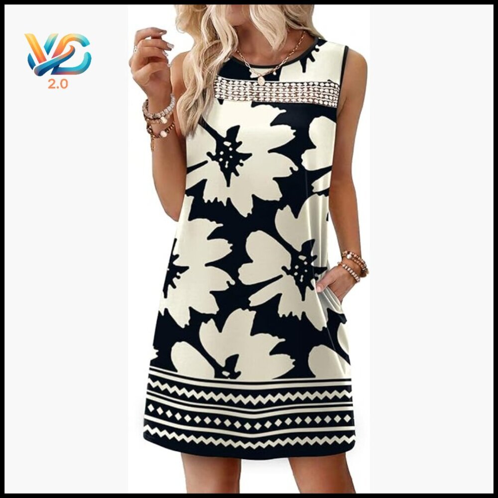 Lace Tank Maxi Dress with Pockets, Loose Fit Summer Beach Vacation Wear